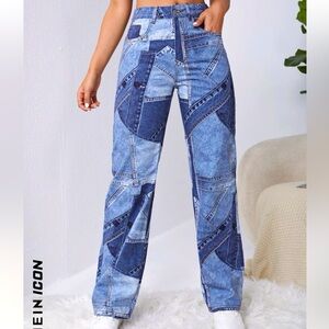 Patterned Patchwork Jeans